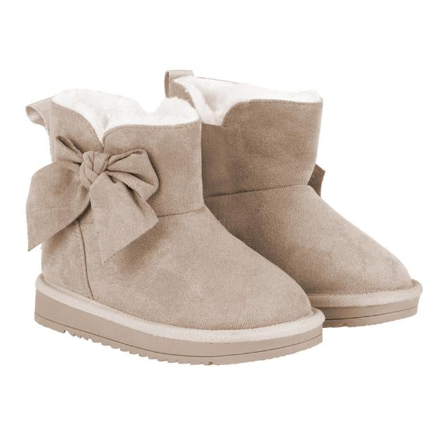 A Dee Girls Beige Bow Ugg Style Boots