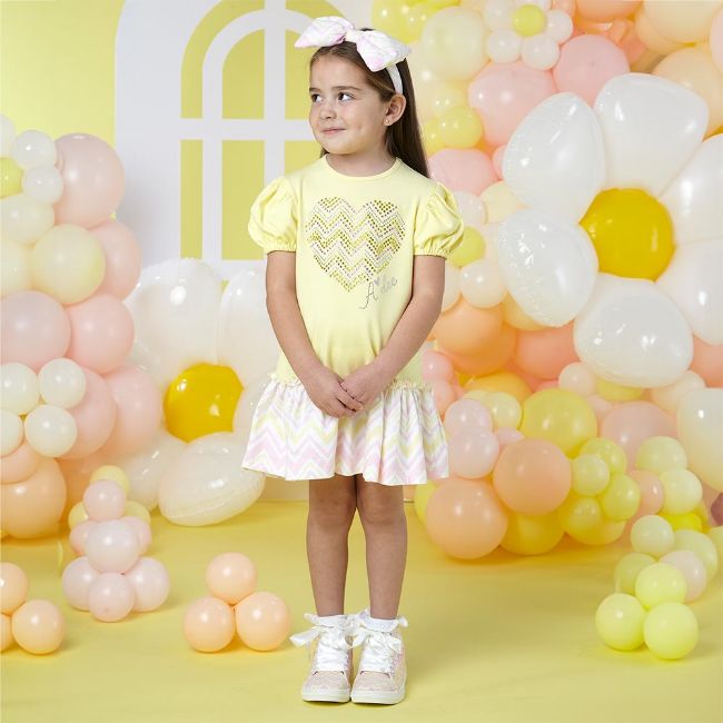 A Dee Laura Chevron Cute Lemon Heart Dress For Girls 