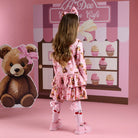 A Dee Liberty pink triple-frill girls occasion dress – rear product image