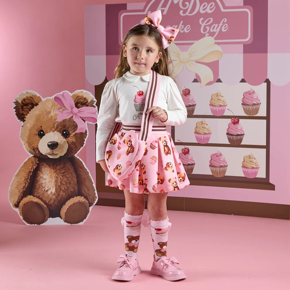 A Dee Louise heart handbag with striped elastic strap – girls shoulder bag