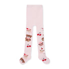 A Dee girls printed pink tights with teddy bear and cherry motif