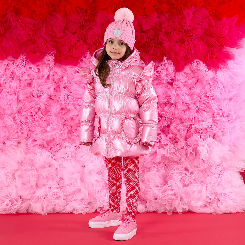 A Dee Mallory girls pink beanie hat with Pom Pom 