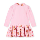 A Dee Meadow girls Teddy bakery dress – plain back with printed pleated skirt