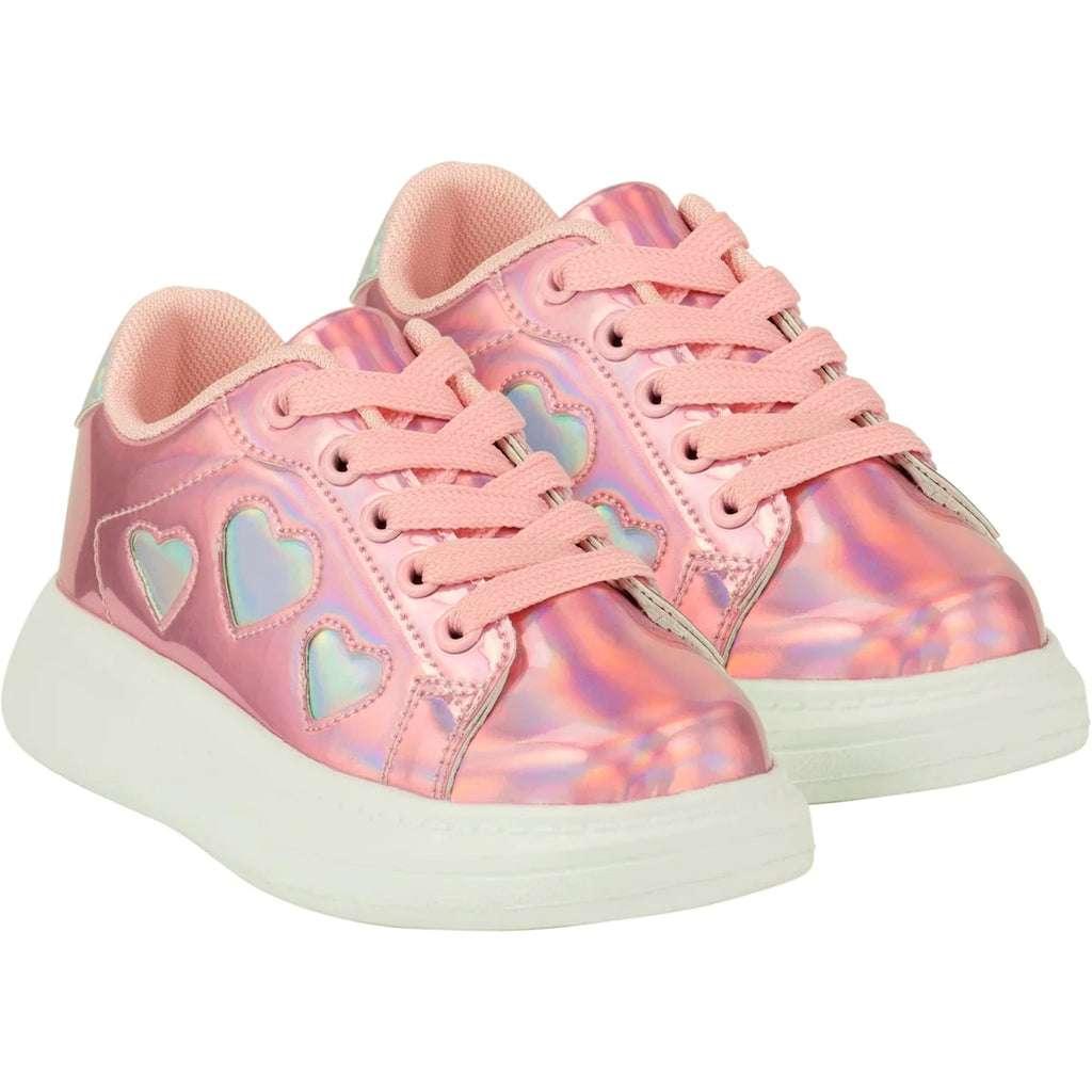 A Dee Queeny Girls Peony Pink Heart Trainers