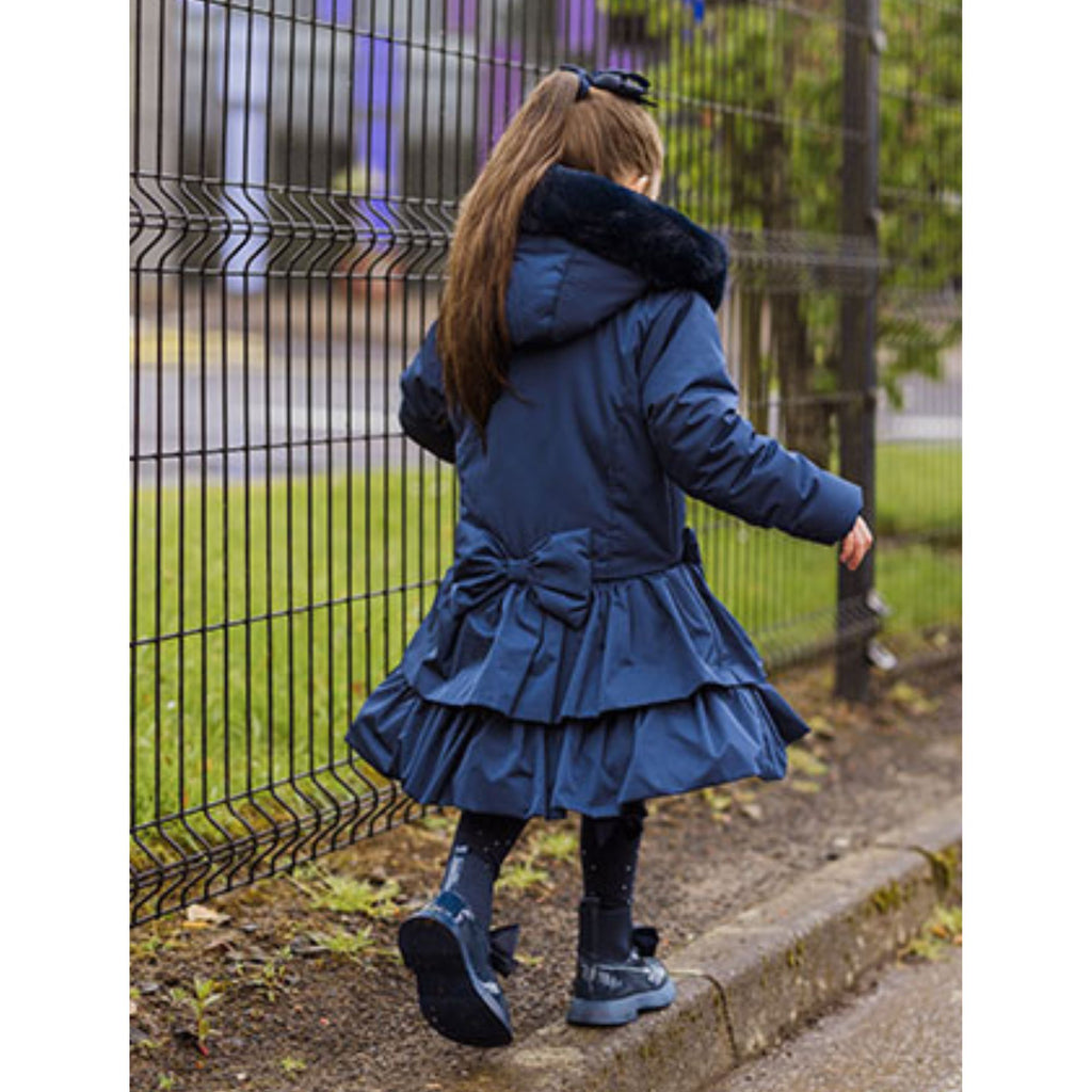 A Dee Serena Navy Girls School Coat With Hood On The Back