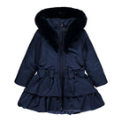 A Dee Serena Navy Girls Hooded Dressy Coat