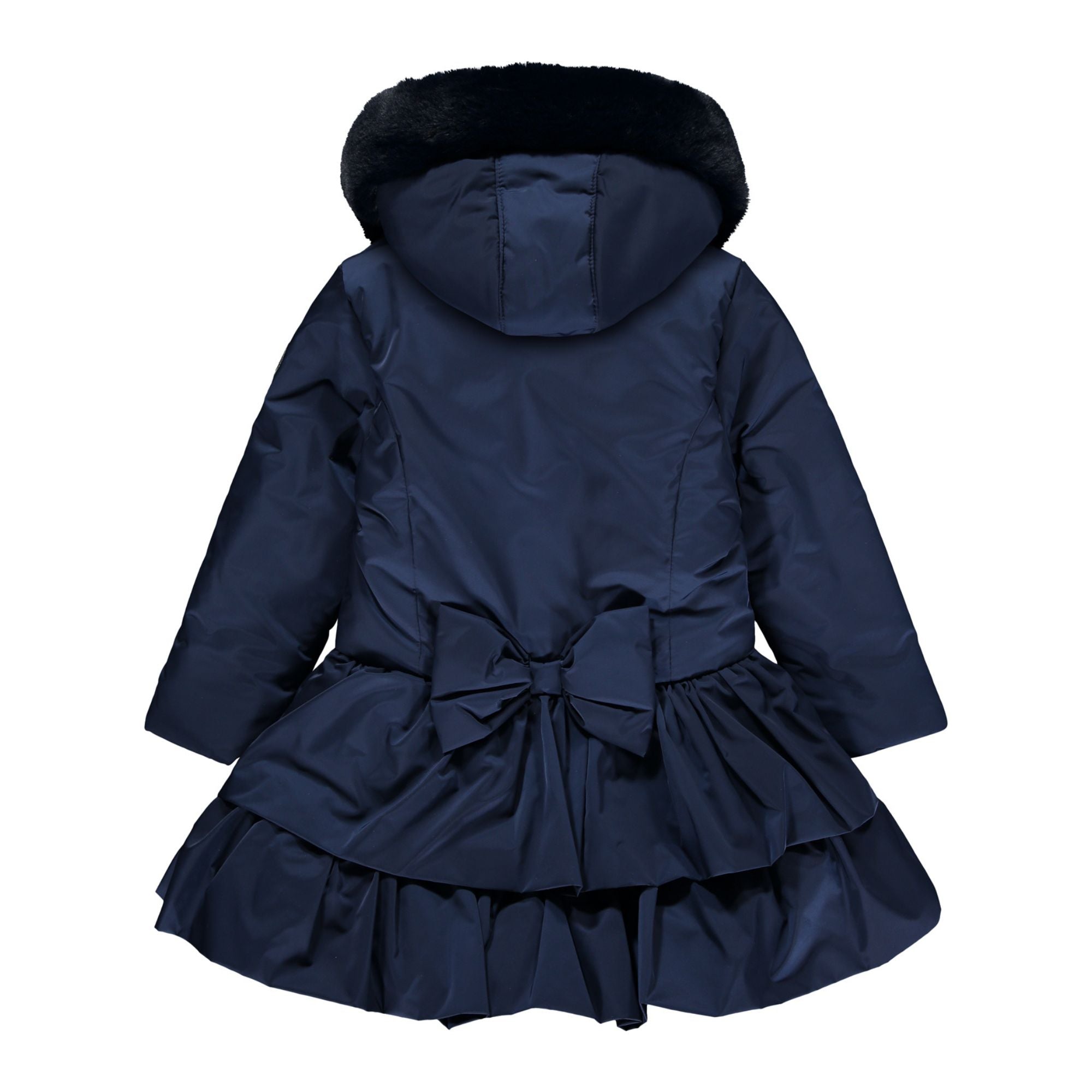 A Dee Serena Navy Girls Hooded Dressy Coat With Bow On Back