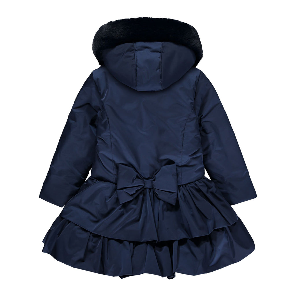 A Dee Serena Navy Girls Hooded Dressy Coat With Bow On Back