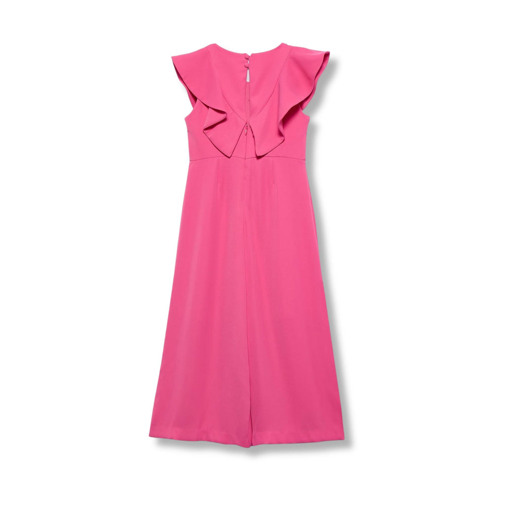 Abel & Lula Girls Fuschia Ruffle Jumpsuit From The Back