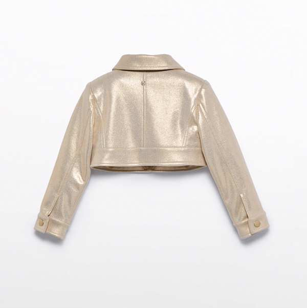 Abel & Lula Girls Gold Cropped Jacket From The Back