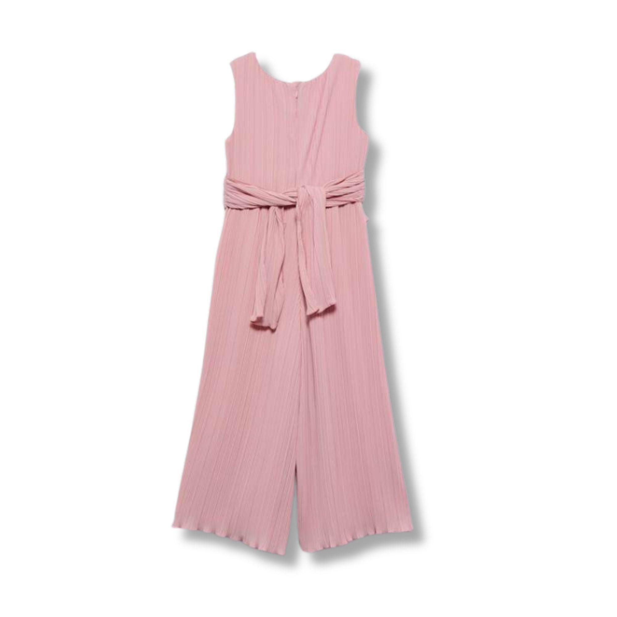 Abel & Lula Pale Pink Pleated Chiffon Confirmation Jumpsuit From The Back