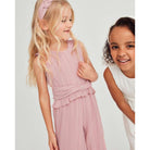Abel & Lula Girls Pale Pink Pleated Chiffon Confirmation Jumpsuit