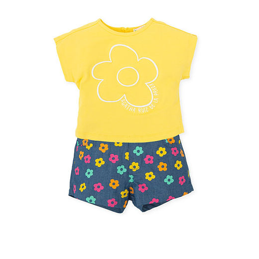 Agatha Ruiz de la Prada Girls Yellow Denim Shorts Set