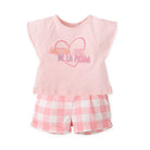 Girls summer outfit with pink heart print top and gingham cotton shorts – Agatha Ruiz de la Prada