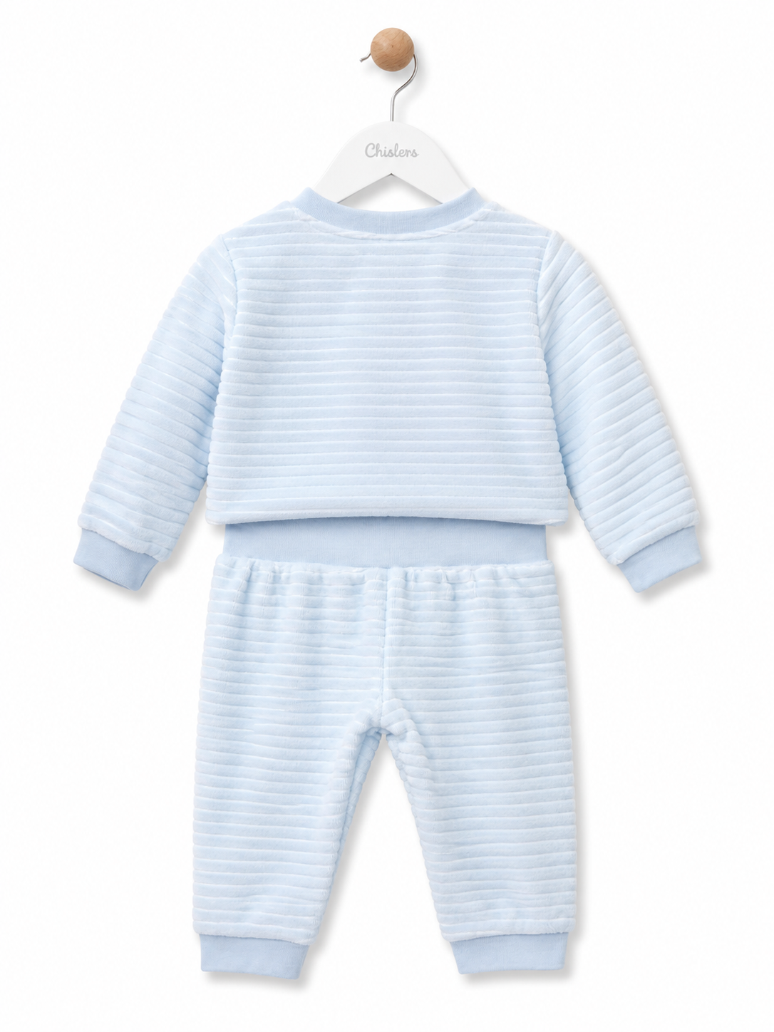Babybol baby boys blue 2 piece outfit set back view