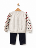 Girls heart print sweatshirt and jeans set