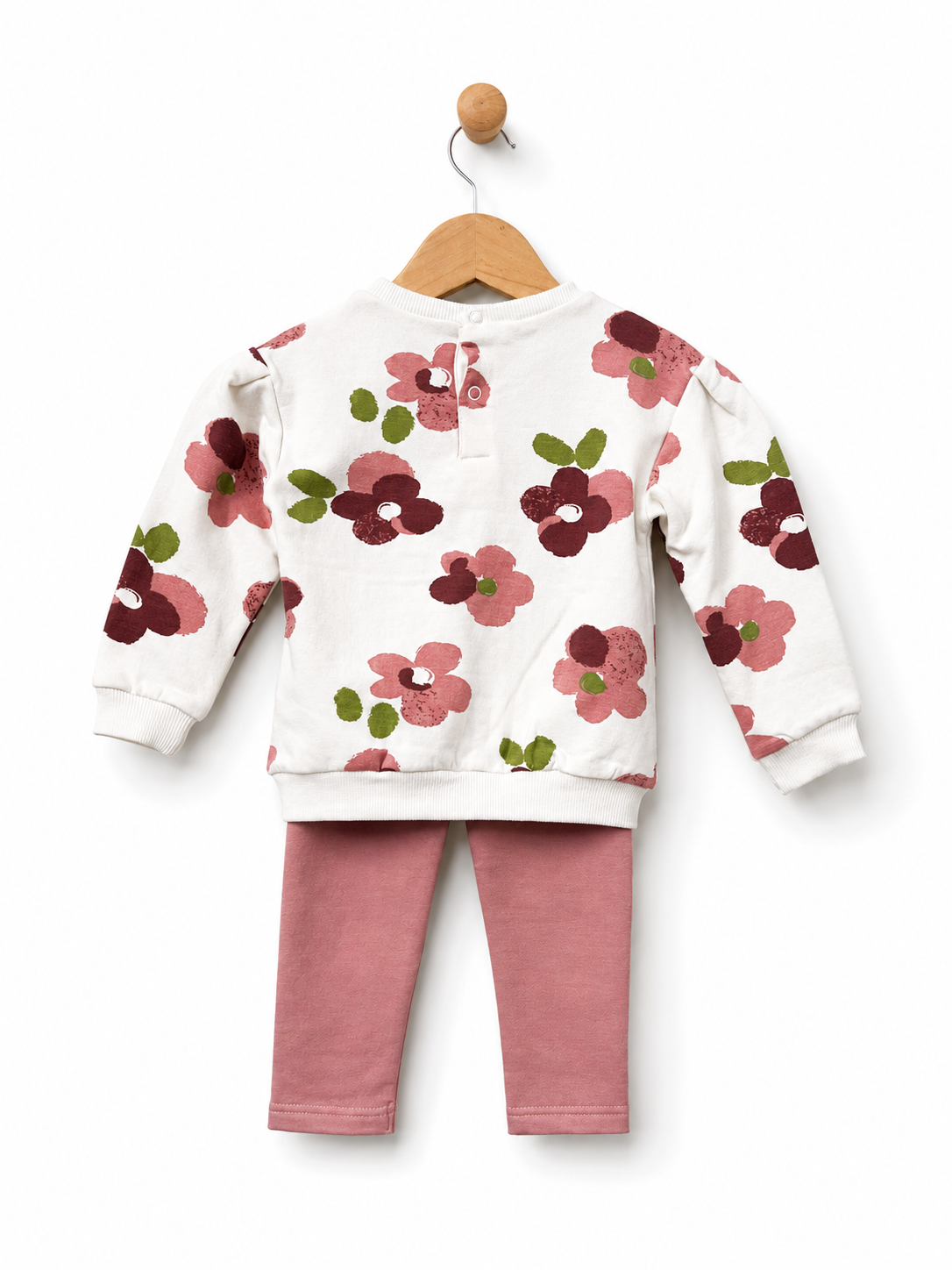 Babybol Girls flower print sweatshirt with pink leggings