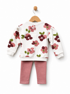 Babybol Girls flower print sweatshirt with pink leggings