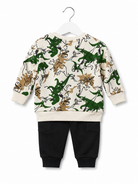 Babybol boys dinosaur sweatshirt and black joggers 2 piece outfit set back view