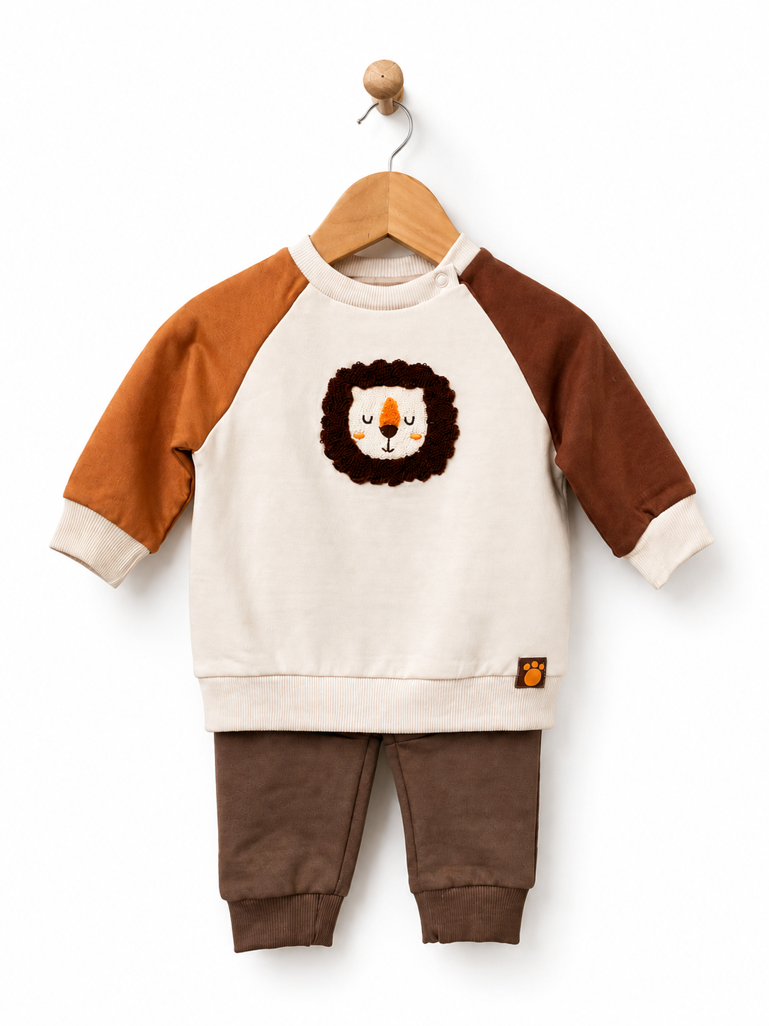 Babybol baby boys lion print two-piece tracksuit set