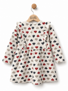 Girls heart print long sleeve dress by Babybol
