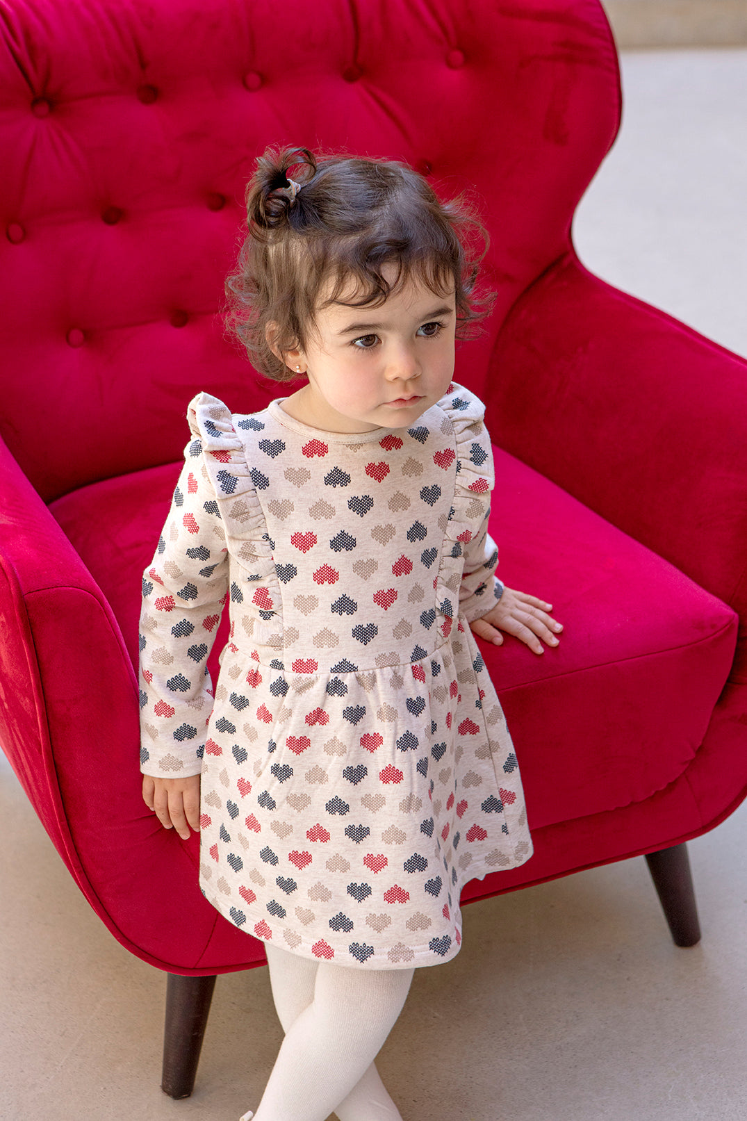 Babybol girls heart print frill party dress