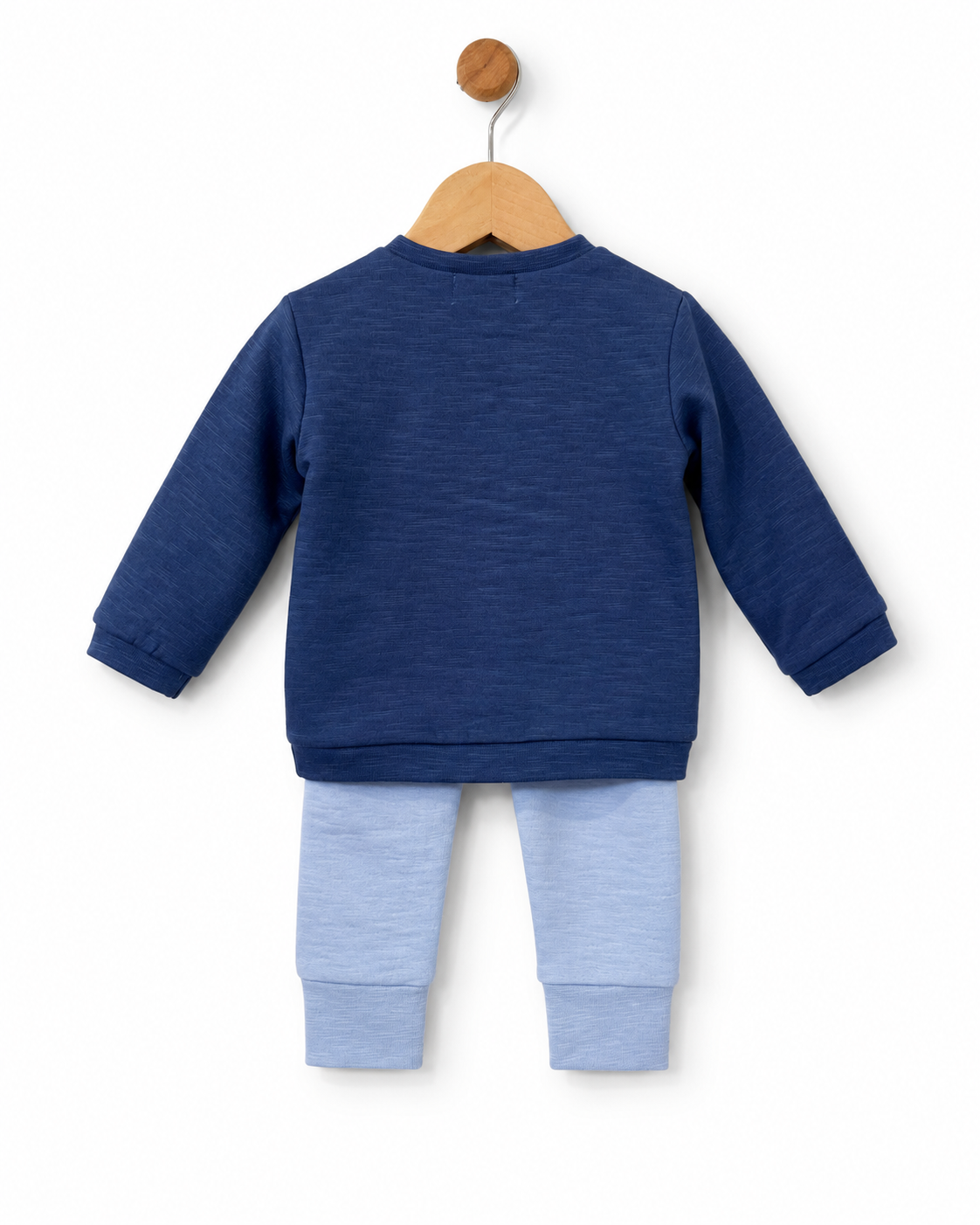 Babybol baby boys navy sweatshirt and light blue trousers outfit set back