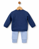 Babybol baby boys navy sweatshirt and light blue trousers outfit set back
