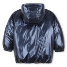 Billieblush girls navy glossy padded jacket – back view with hood