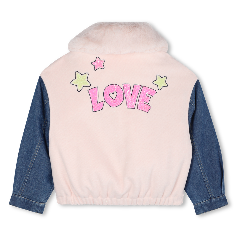 Billieblush girls pink jacket — back view with LOVE sequin detail