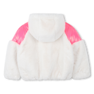 Billieblush girls fleece jacket — back view with neon pink shoulder panels