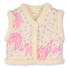 Billieblush girls cream sleeveless cotton jacket with fluffy trim front view