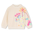 Billieblush girls cream cotton sweatshirt with rainbow, floral and heart graphics front view