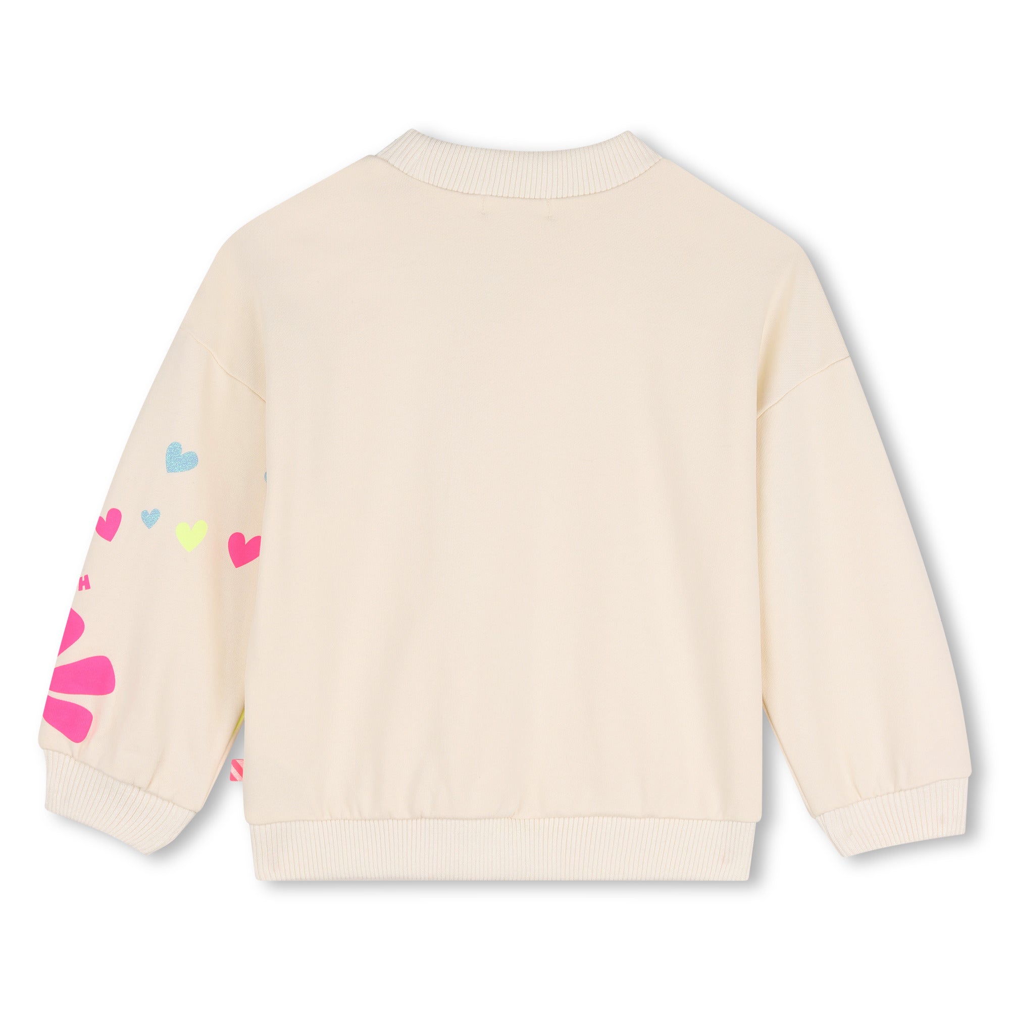 Billieblush girls cream graphic sweatshirt back view with colourful sleeve print