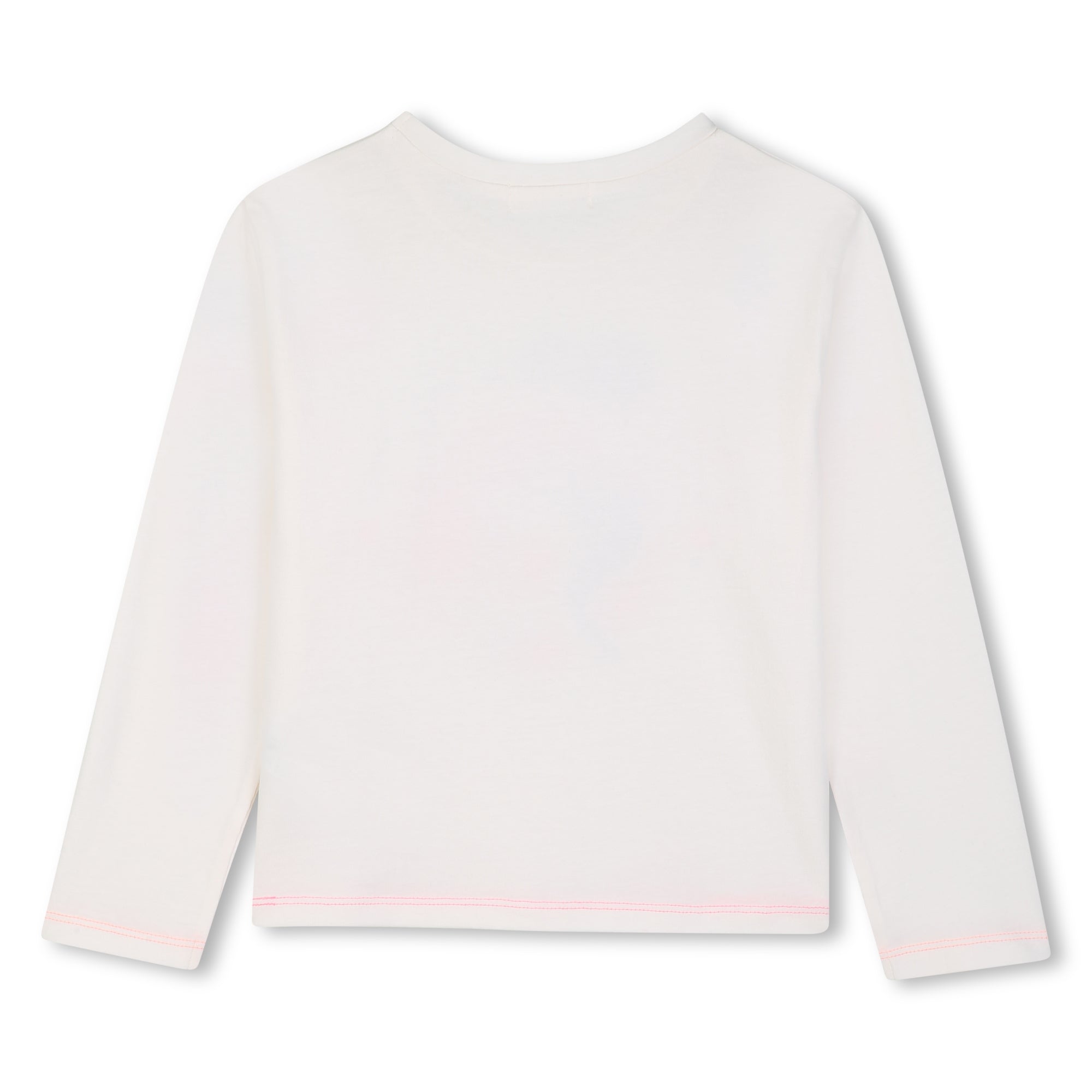 Back view of Billieblush girls cream long sleeve cotton T-shirt