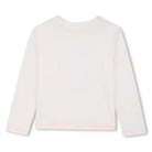 Back view of Billieblush girls cream long sleeve cotton T-shirt