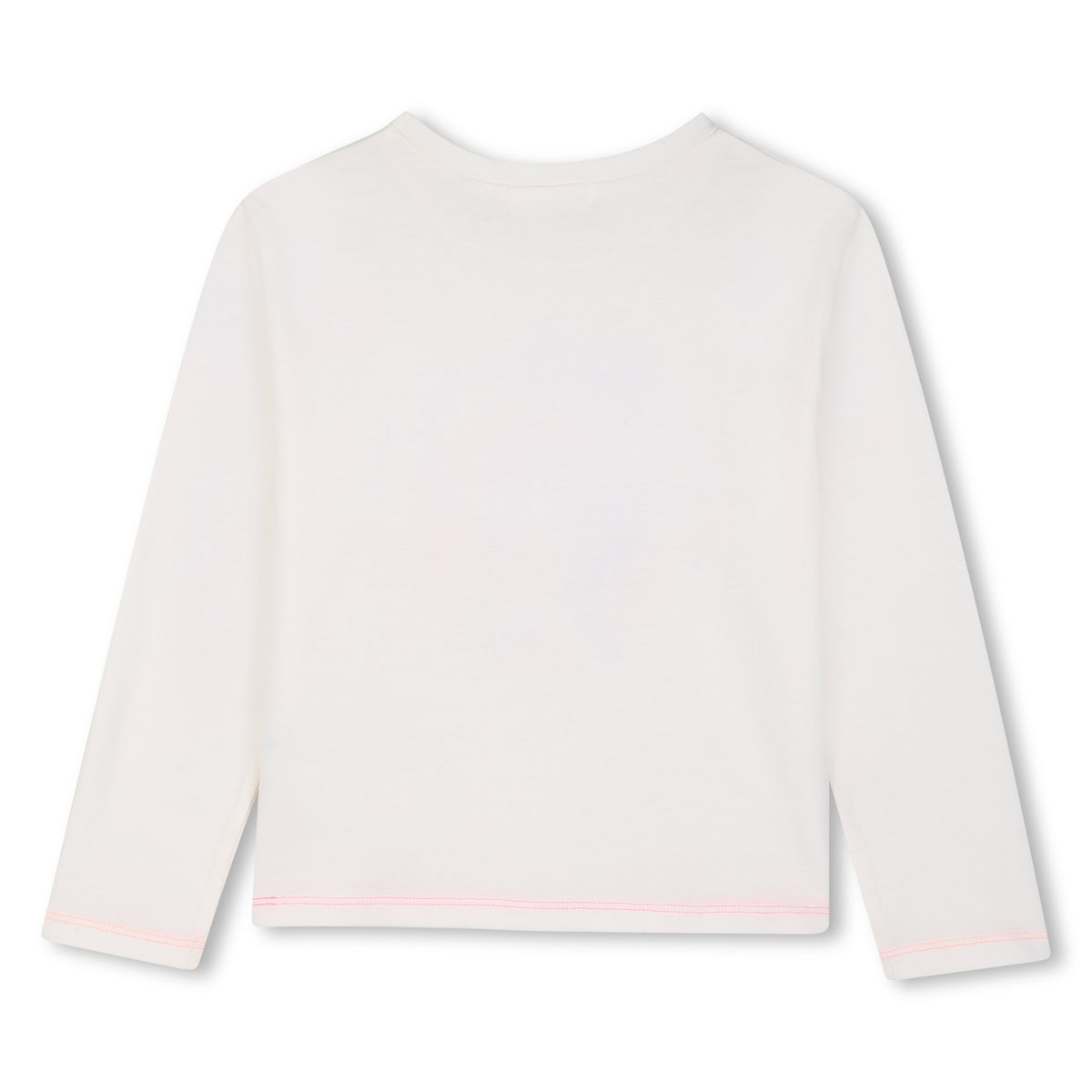 Back view of Billieblush girls cream long sleeve cotton T-shirt