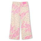 Billieblush girls pink and peach printed wide leg trousers back view