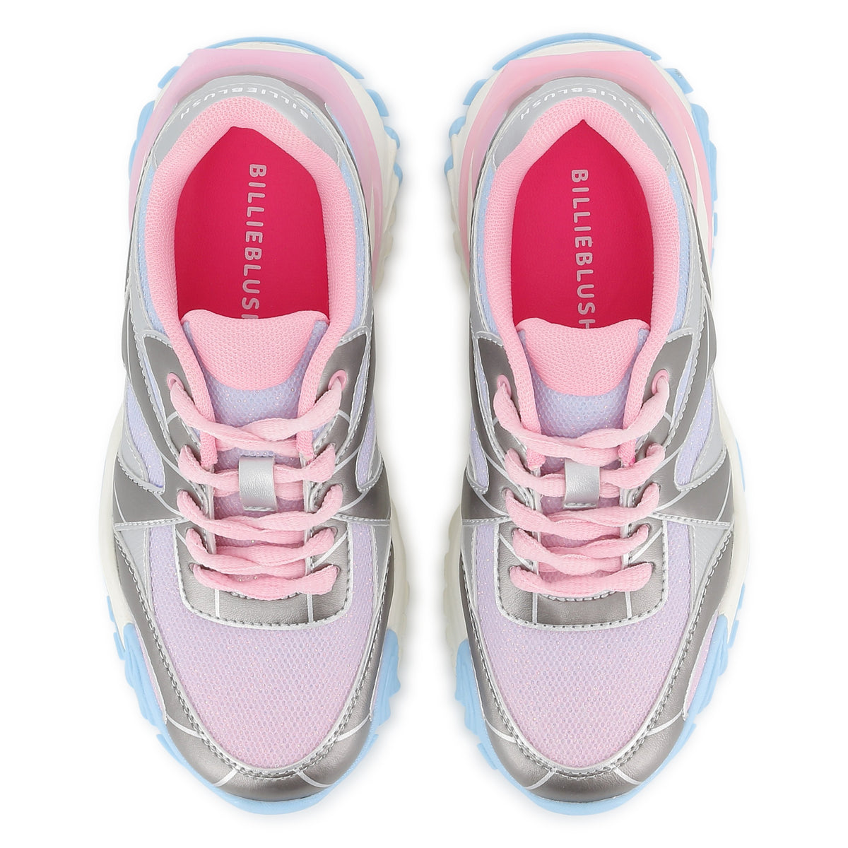 Billieblush girls pink lace-up trainers top view