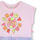 Billieblush girls pink dress enjoy the fun slogan flower detail close up