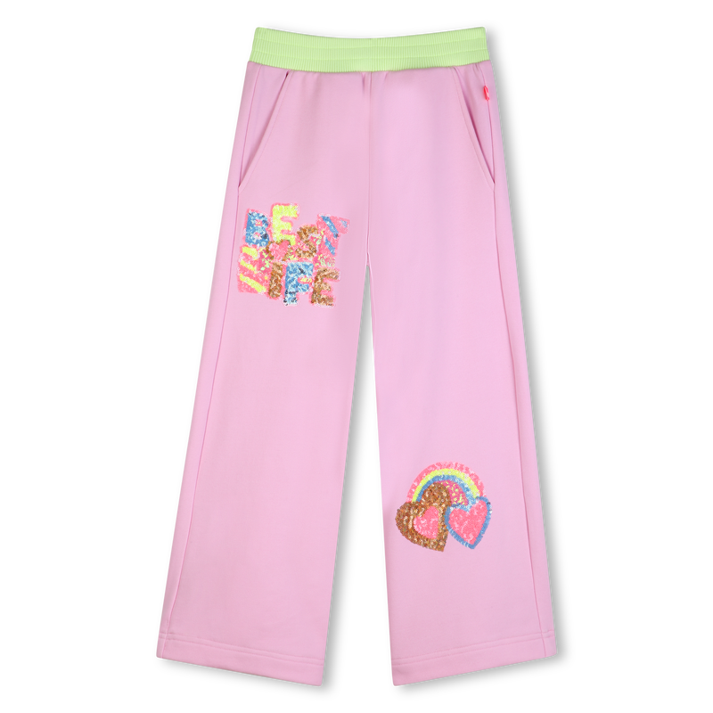 Billieblush girls pink joggers sequin hearts rainbow detail elasticated waist