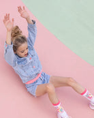 Billieblush girls outfit denim shorts styled summer look