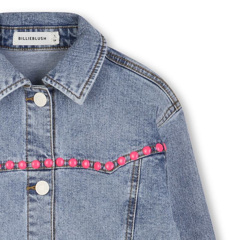 Billieblush girls blue denim jacket with pink stud detail