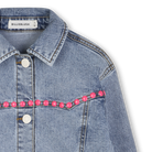 Billieblush girls blue denim jacket with pink stud detail