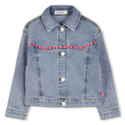 Billieblush girls denim jacket pink studs front
