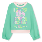 Billieblush girls green sequin slogan sweatshirt front