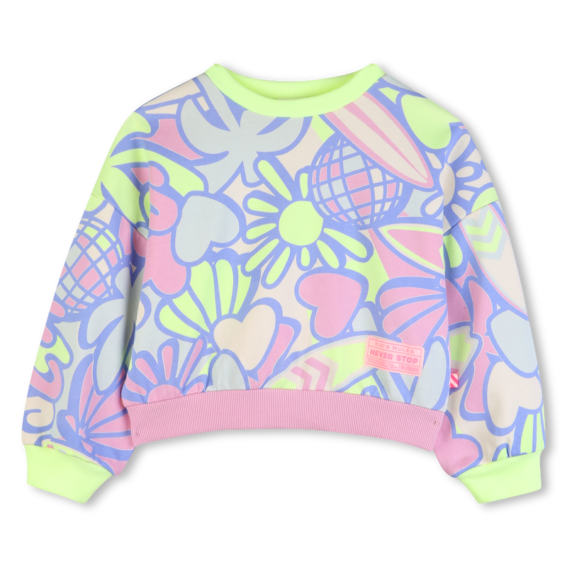 Billieblush girls floral print sweatshirt back view neon trim