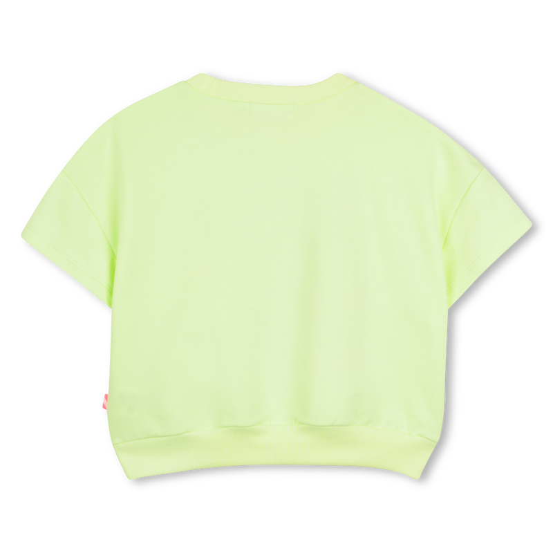 Billieblush girls lime short sleeve sweatshirt back view ribbed hem