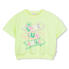 Billieblush girls lime short sleeve sweatshirt glitter love fun smile motif front
