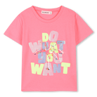 Billieblush girls pink sequin slogan t-shirt do what you want front view